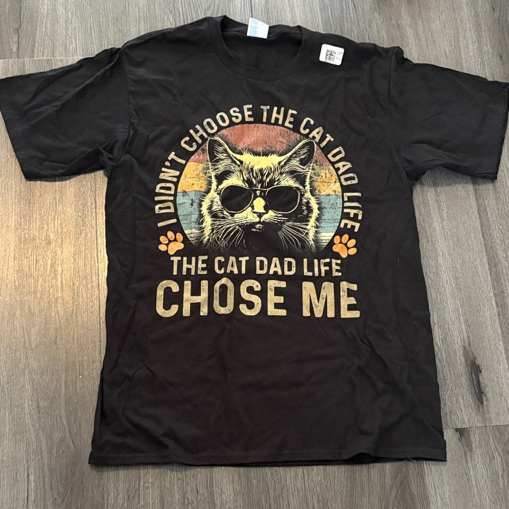 NWT Port and Company Black and Orange Cat Aviator Tee